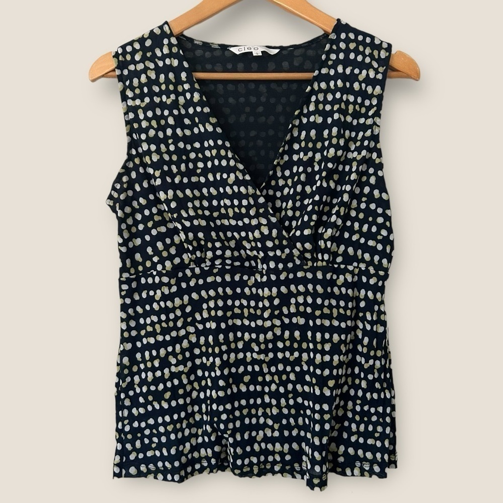 Cleo Polka Dot Sleeveless Top Large